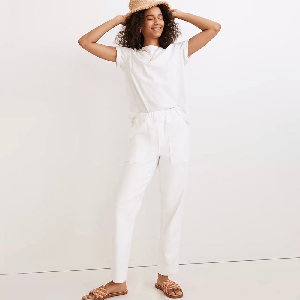 Madewell Tall Pull-On Relaxed Jeans in Tile White Size Small